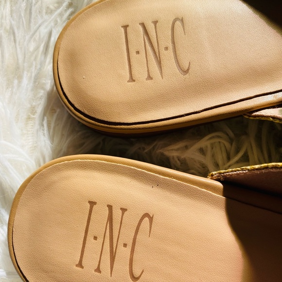 INC International Concepts Raffia Pink Red Mule Loafers Stripe Slide Shoes 9.5 - Picture 4 of 8